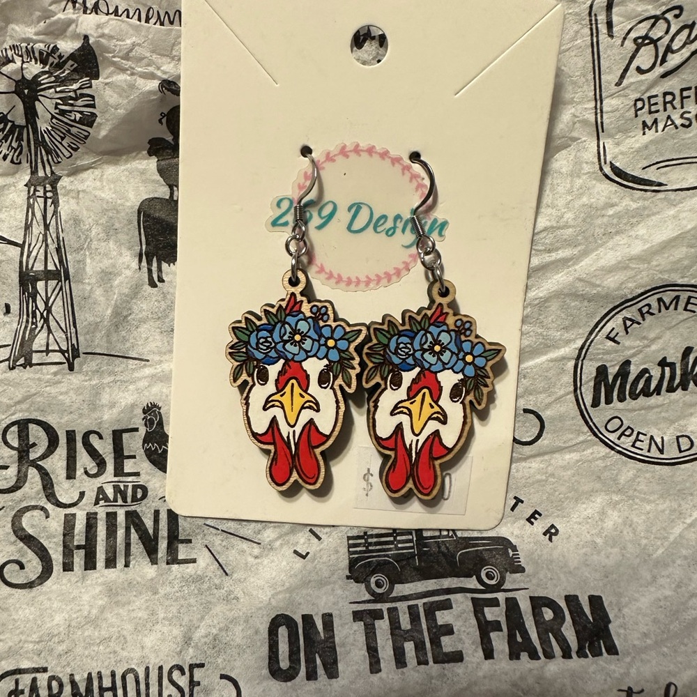 Handmade Chicken Earrings